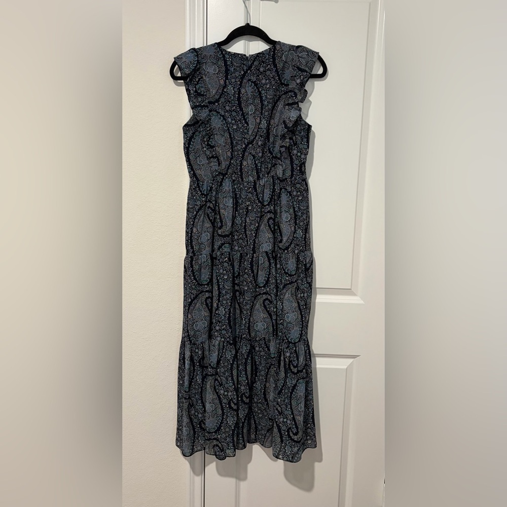 J. Crew Black and Blue Paisley Maxi Dress